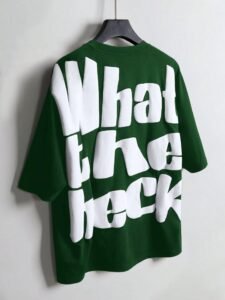 Men's Letter Print Casual Round Neck Batwing Sleeve T-Shirt,A Great Gift For A Boyfriend Or Husband_ Green Graphic Tee Men Green T-Shirt Slogan T-Shirt What The Heck T-Shirt Men Graphic Tee